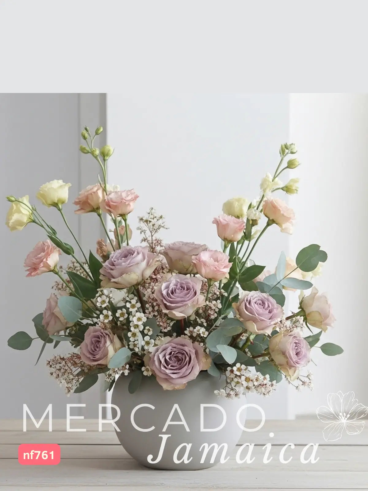 Arreglo Lisianthus Champagne y 15 Rosas Lila · foto 2