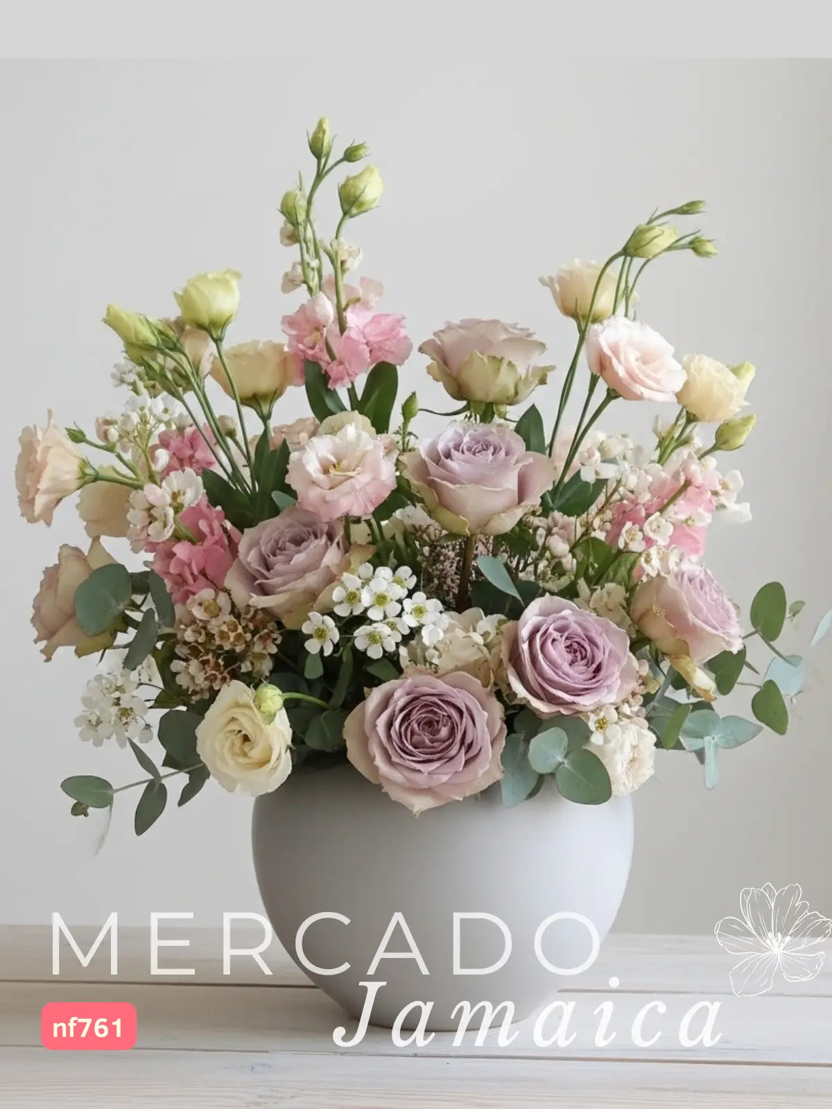 Arreglo Lisianthus Champagne y 15 Rosas Lila · foto 3