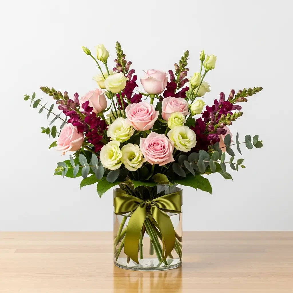 Arreglo 24 Rosas Rosa Claro con Lisianthus · foto 1