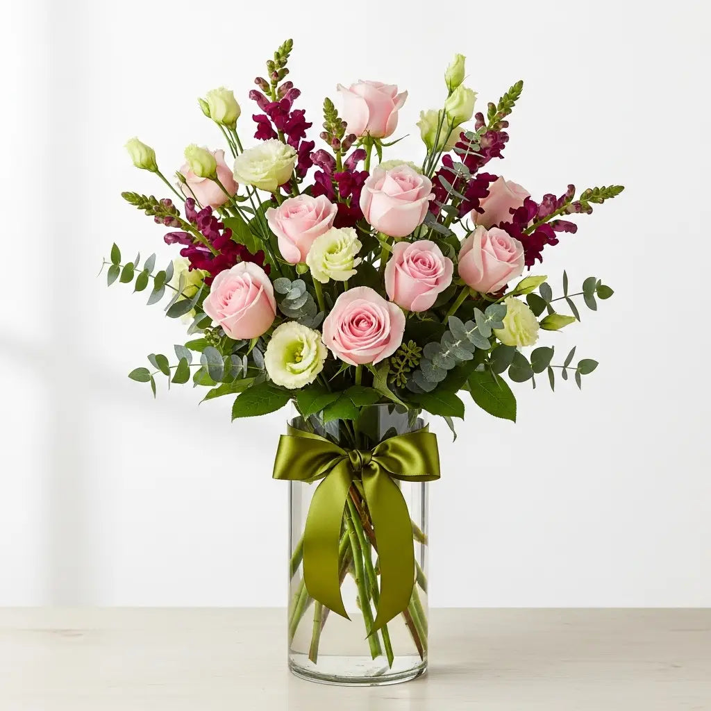 Arreglo 24 Rosas Rosa Claro con Lisianthus · foto 2