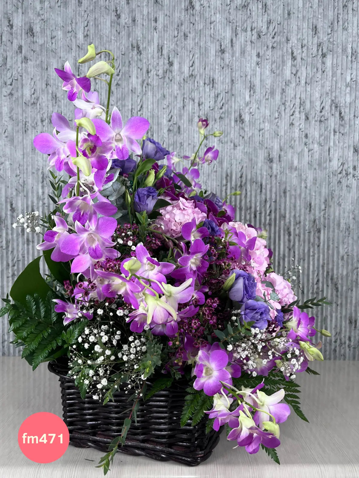 Canasta Hortensias y Orquídeas Lila · foto 4