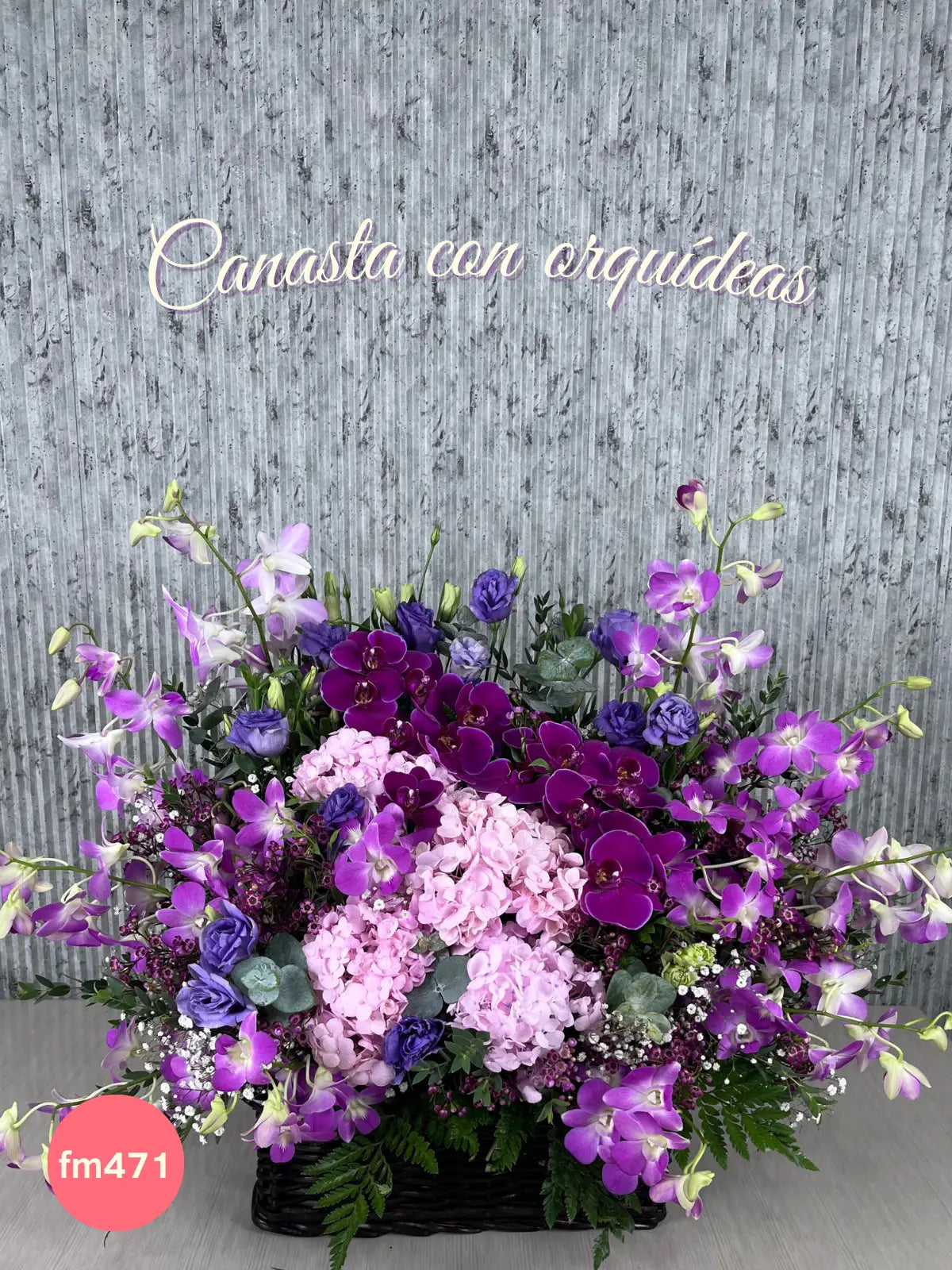 Canasta Hortensias y Orquídeas Lila · foto 1