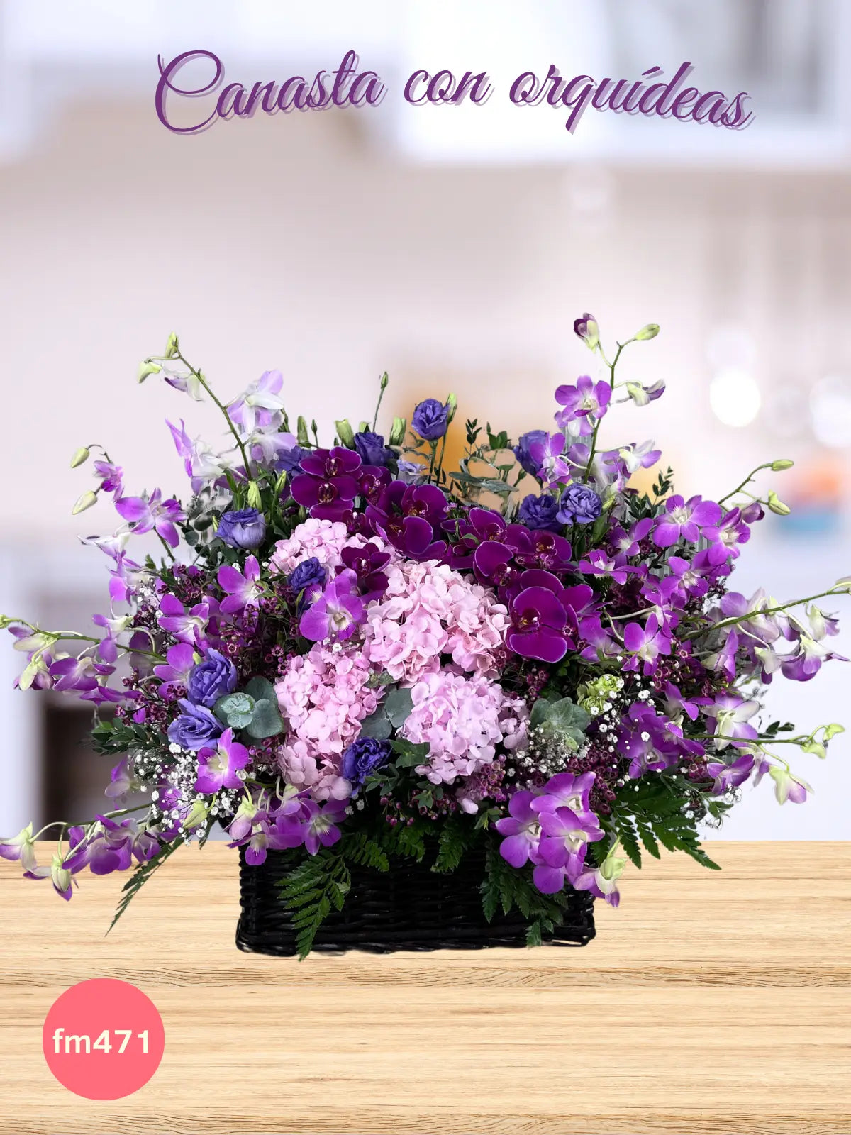 Canasta Hortensias y Orquídeas Lila · foto 5