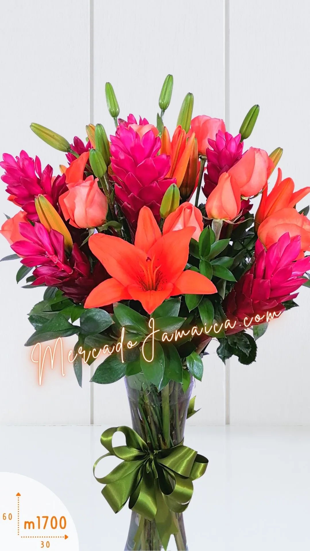 Arreglo Lilies Naranja y Rosas 12 pz · foto 1