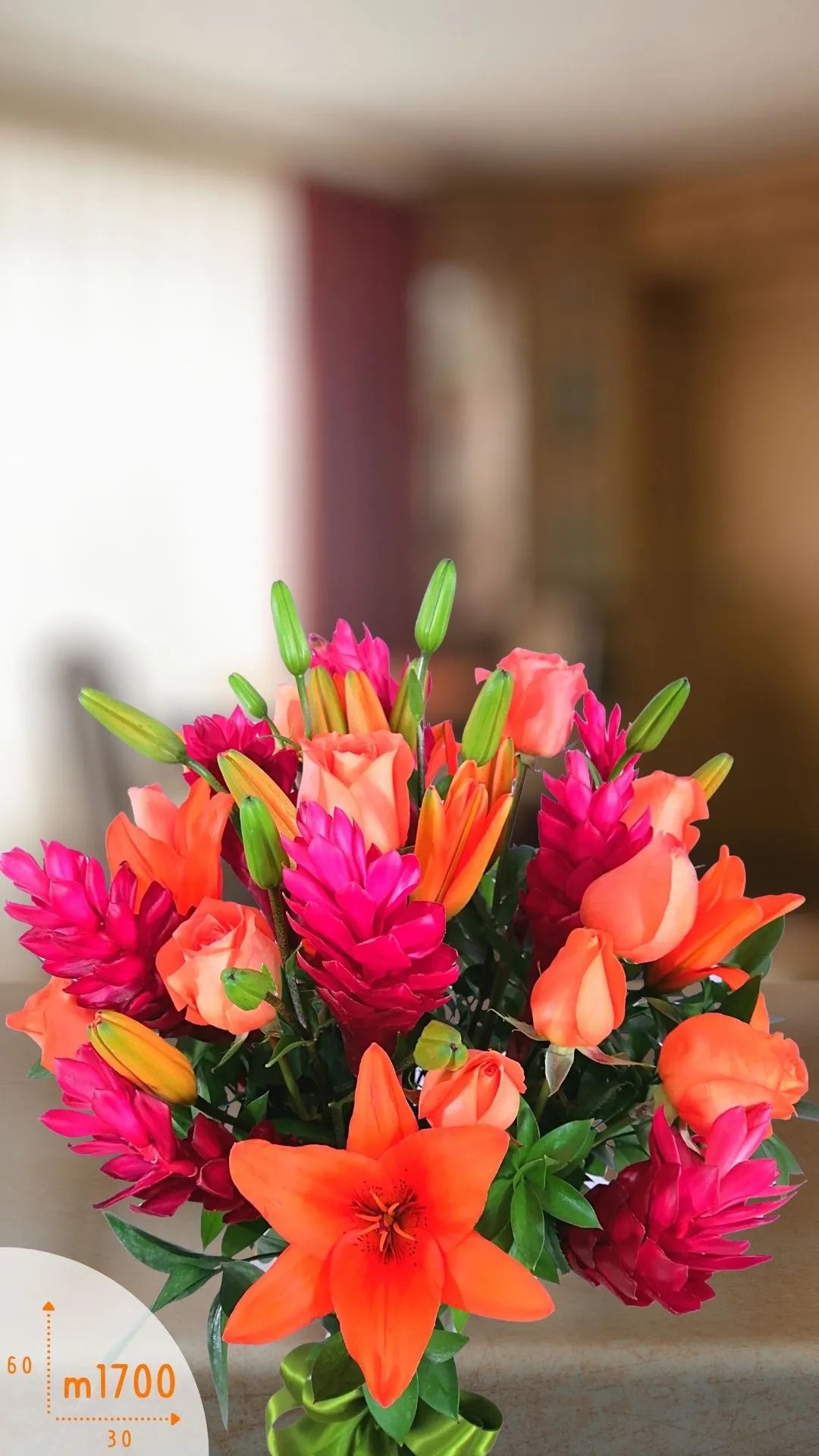 Arreglo Lilies Naranja y Rosas 12 pz · foto 3