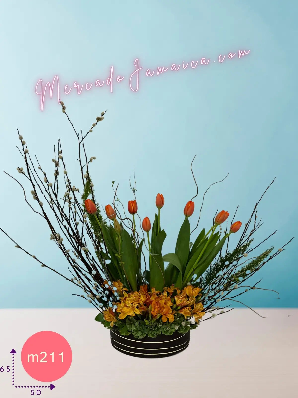 Arreglo 10 Tulipanes y Alstroemeria Rosa · foto 1