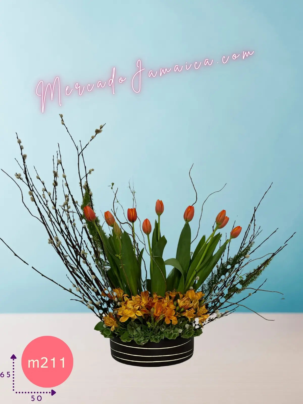 Arreglo 10 Tulipanes y Alstroemeria Rosa · foto 2