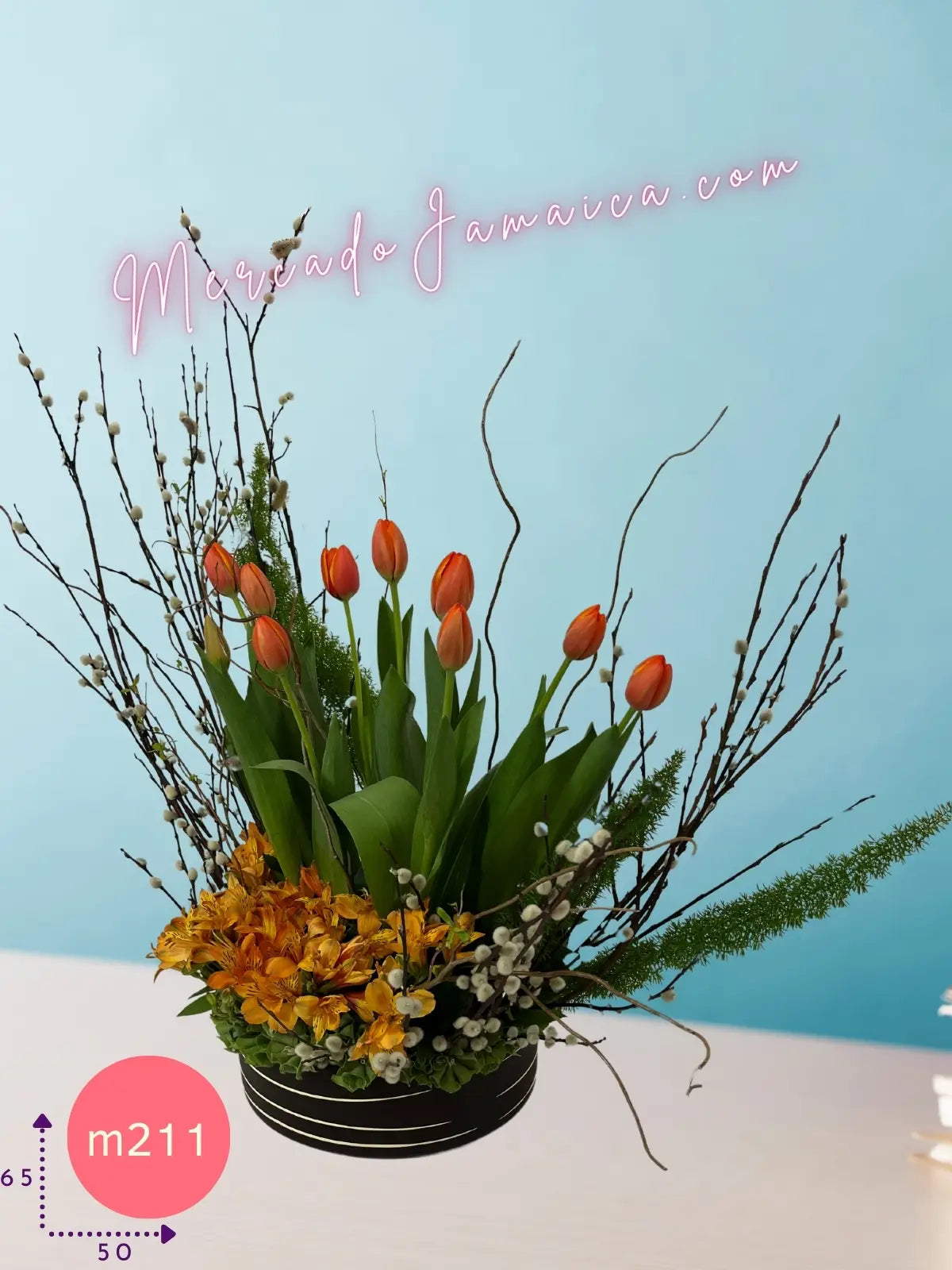 Arreglo 10 Tulipanes y Alstroemeria Rosa · foto 4