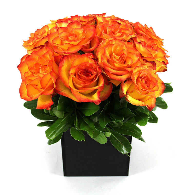 18 Rosas Naranja en Cubo | Arreglo · foto 1