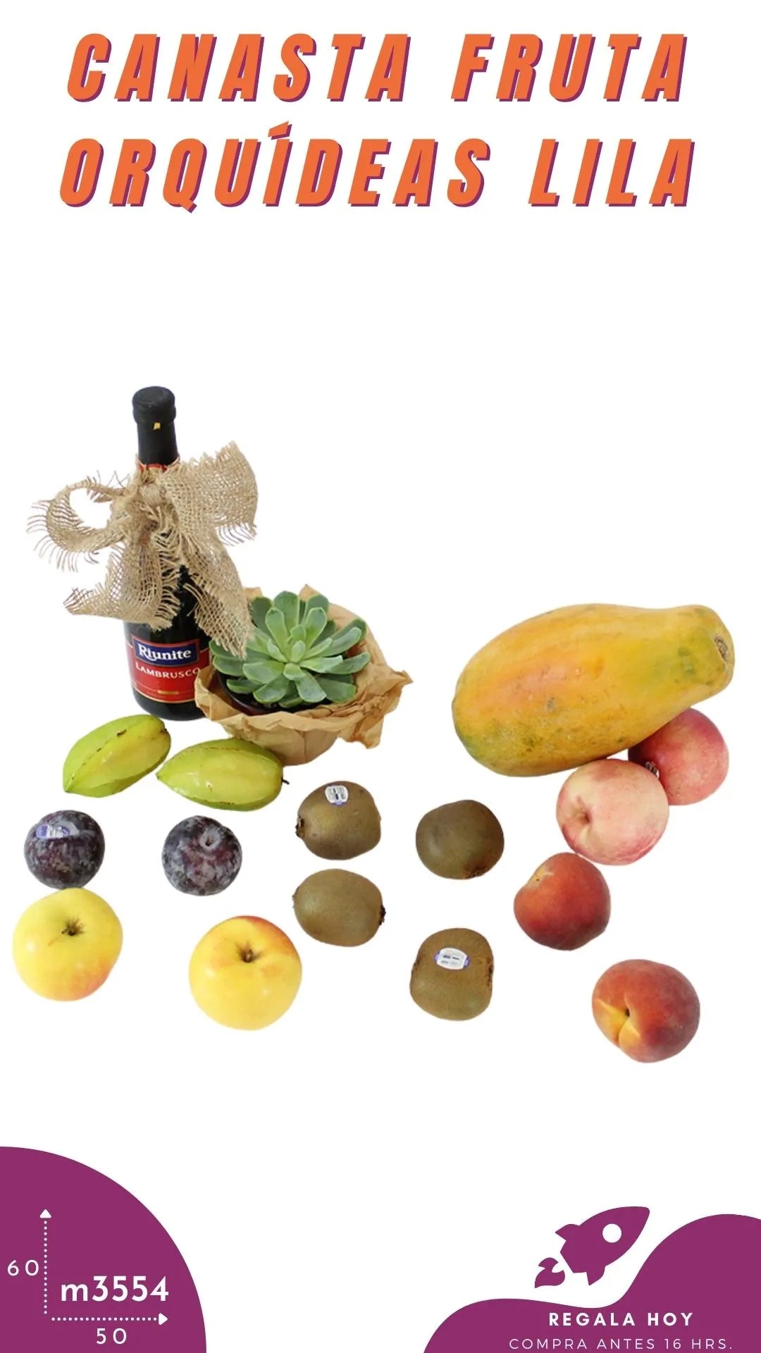 Canasta Frutal con Orquídeas Lila y Vino · foto 5