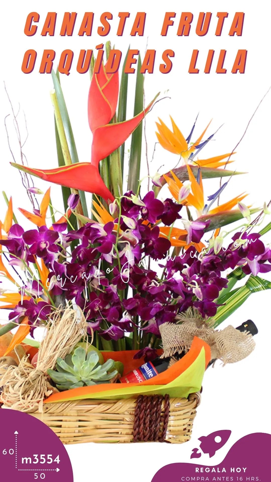 Canasta Frutal con Orquídeas Lila y Vino · foto 4