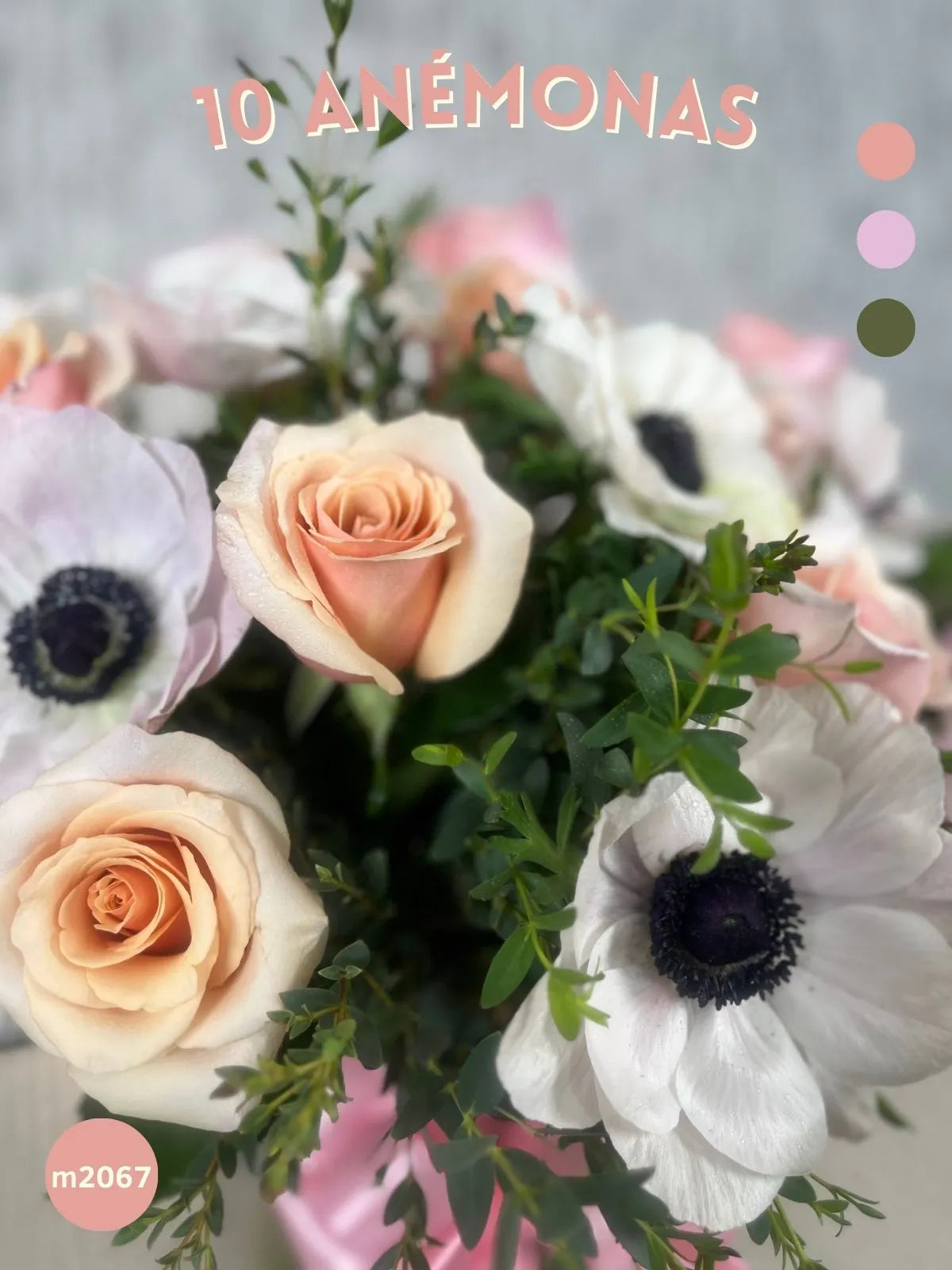 Arreglo Anémonas y Rosas Rosa Claro en Florero · foto 4