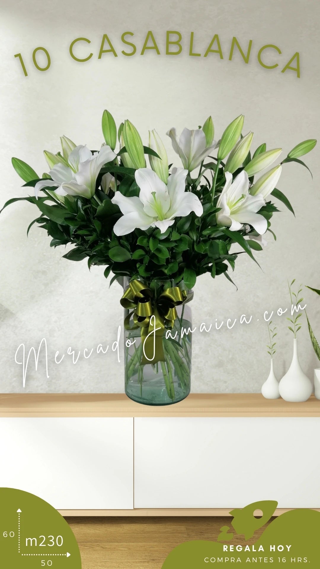 Arreglo 10 Lilies Casa Blanca en Cilindro · foto 4