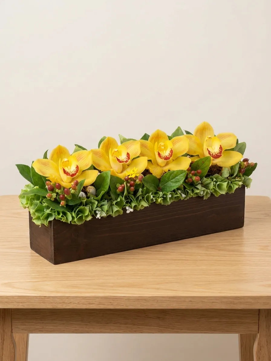 4 Orquídeas Cymbidium Amarillas – Arreglo · foto 1
