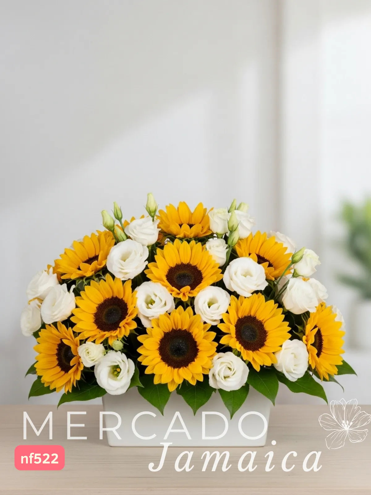 10 Girasoles con Lisianthus en Florero · foto 1