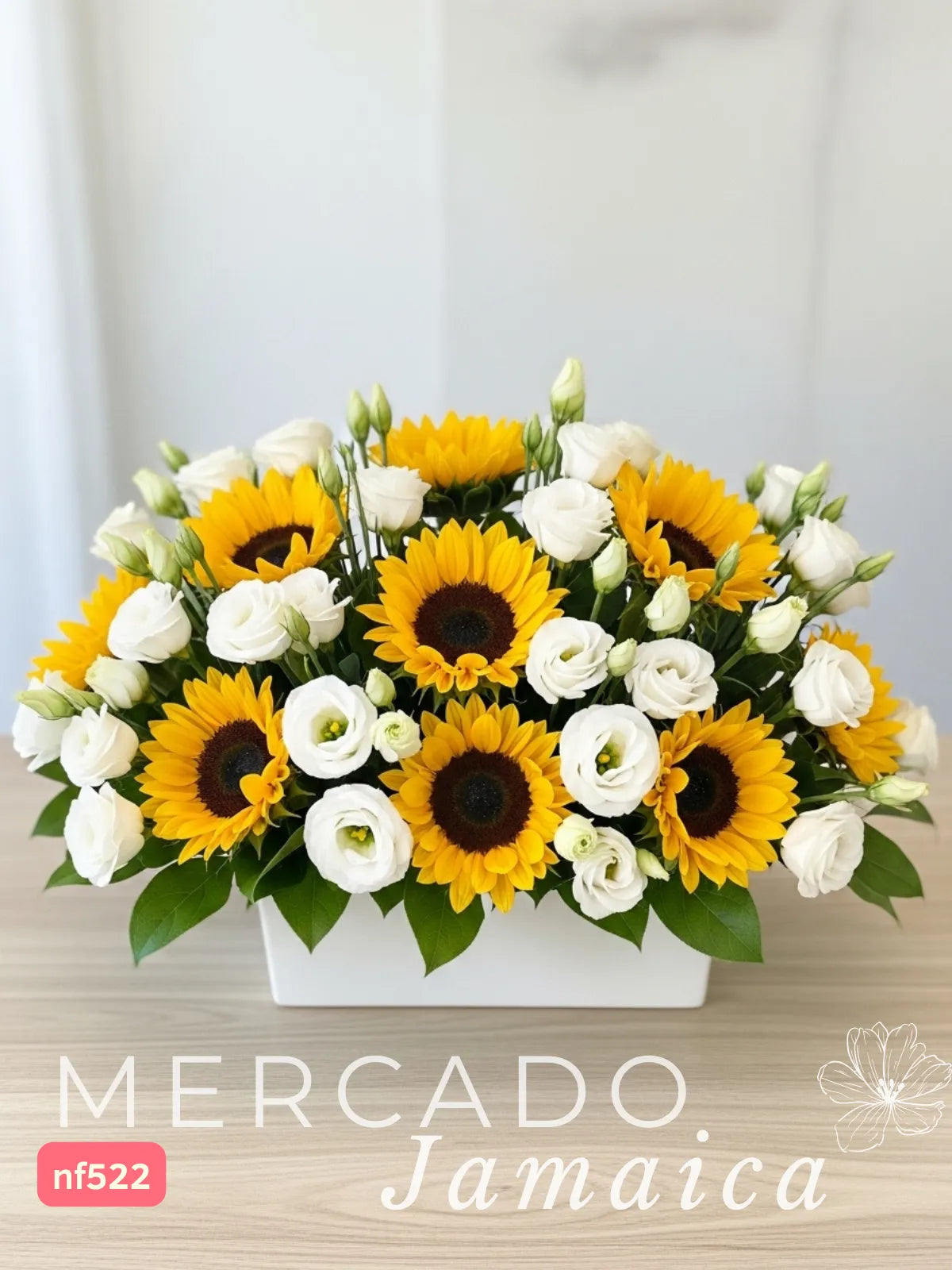 10 Girasoles con Lisianthus en Florero · foto 2