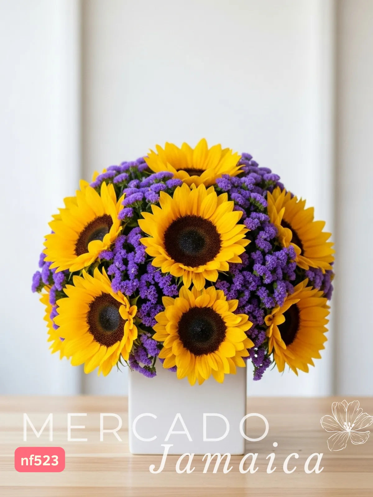 10 Girasoles con Estátice en Florero · foto 3