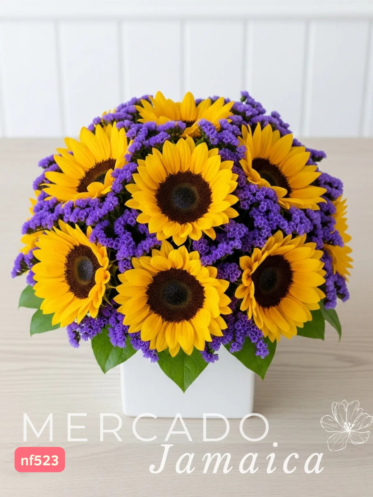 10 Girasoles con Estátice en Florero · foto 2