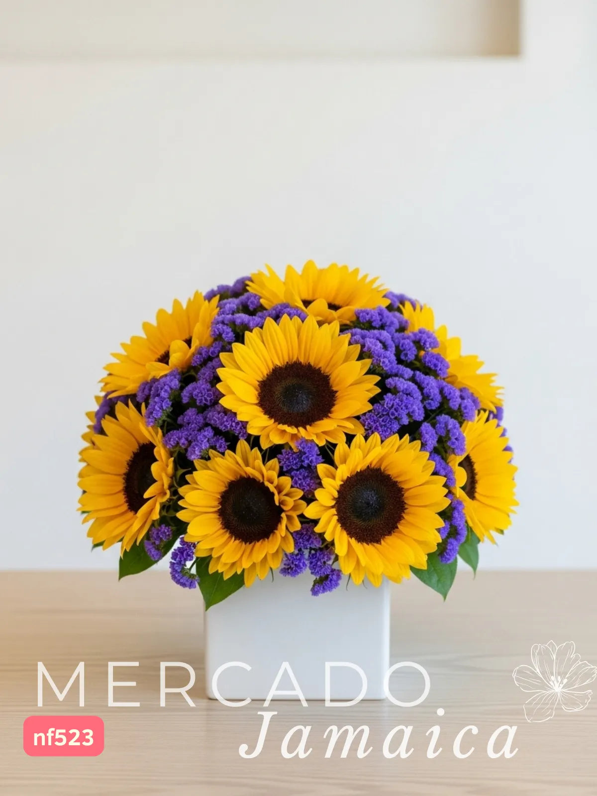 10 Girasoles con Estátice en Florero · foto 4