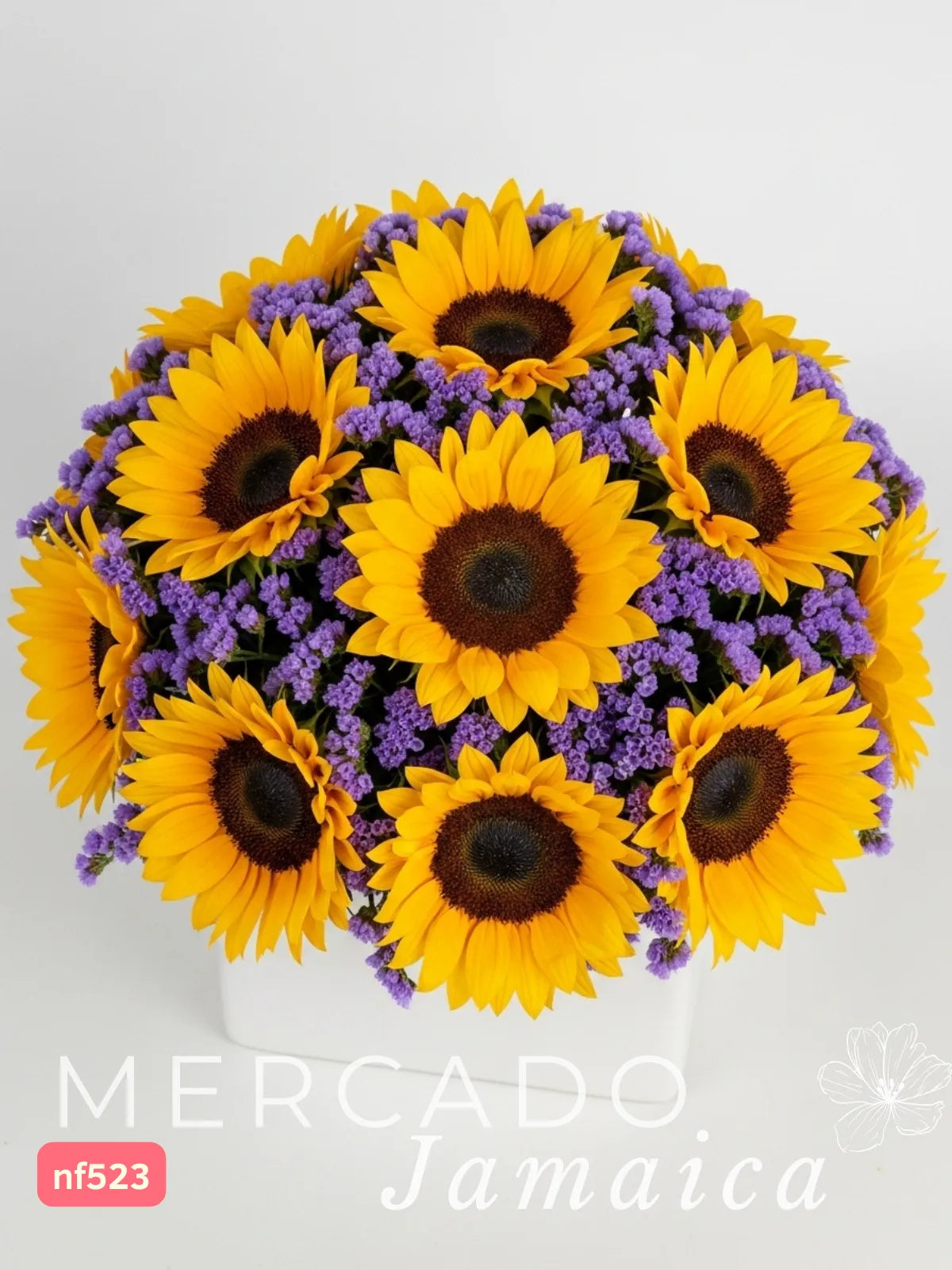 10 Girasoles con Estátice en Florero · foto 1
