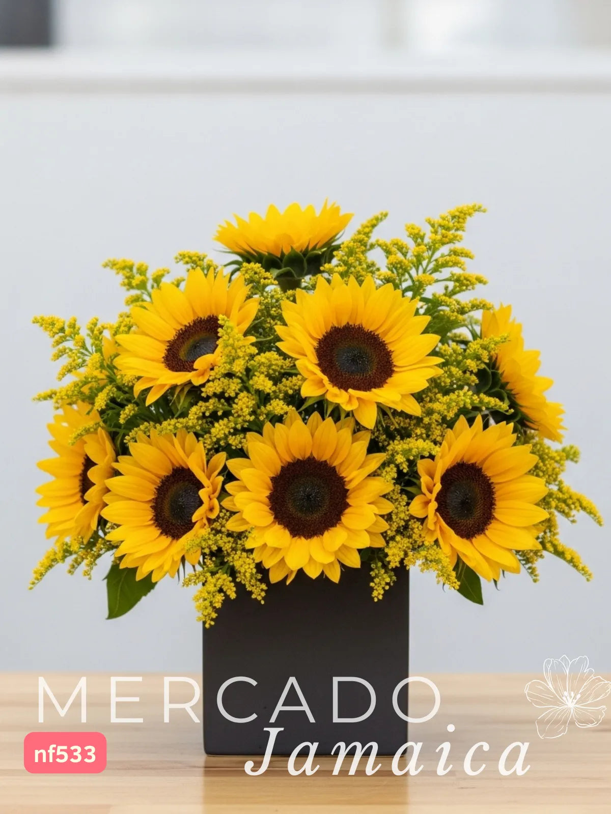 10 Girasoles en Florero de Cerámica · foto 1