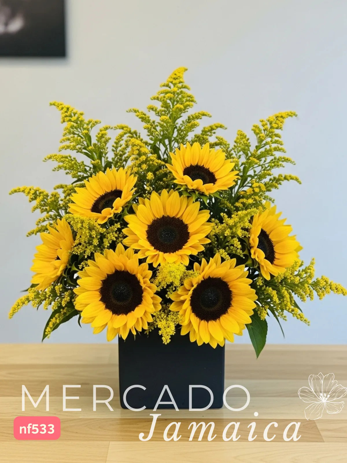 10 Girasoles en Florero de Cerámica · foto 3