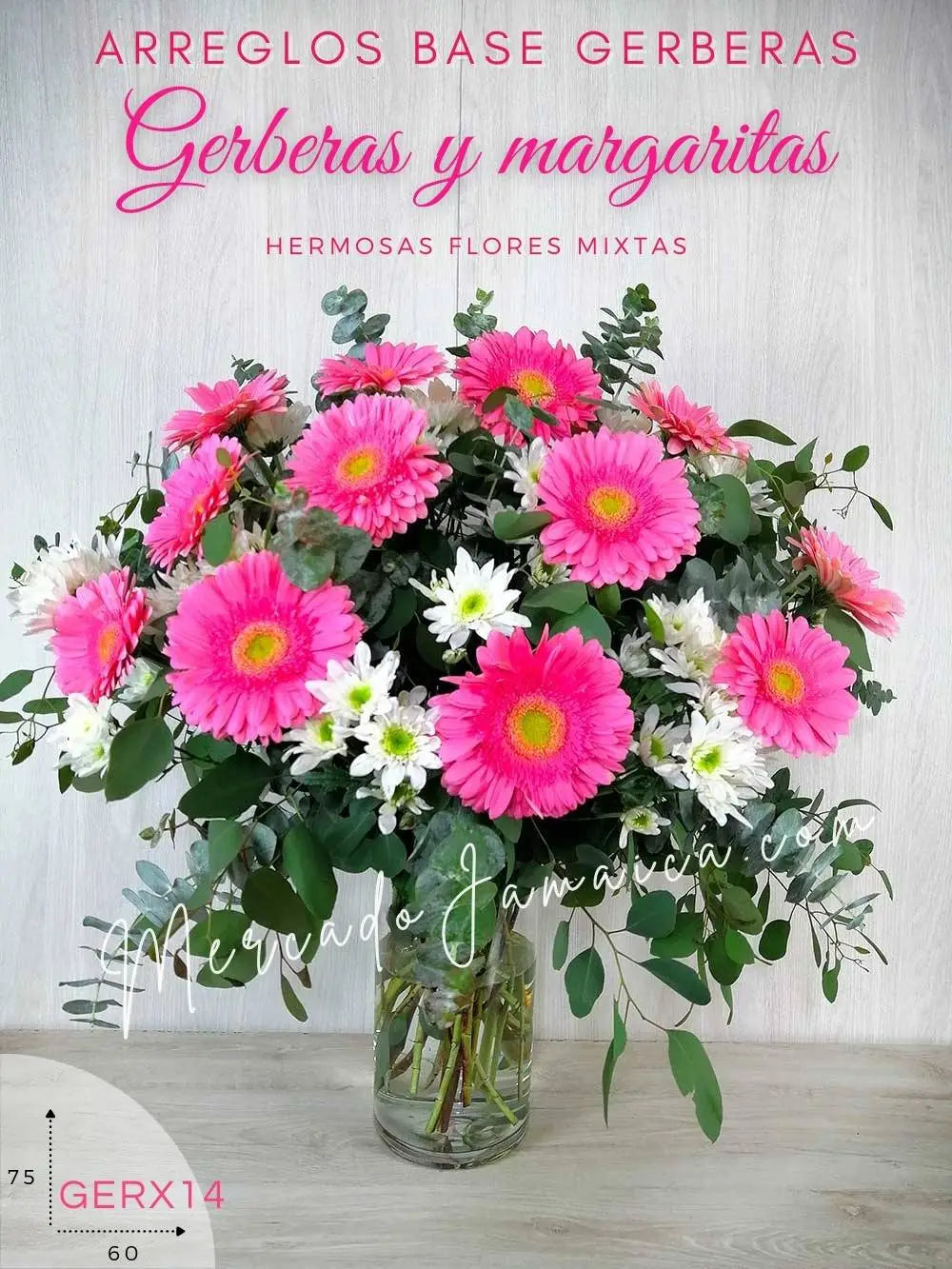 Arreglo 10 Gerberas Rosa y Margaritas · foto 3
