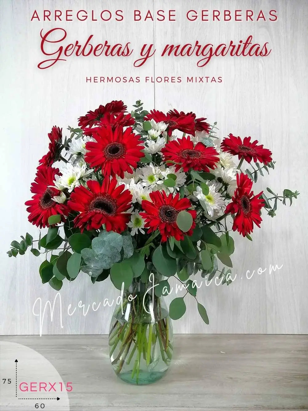 10 Gerberas Rojas y Margaritas en Florero · foto 3