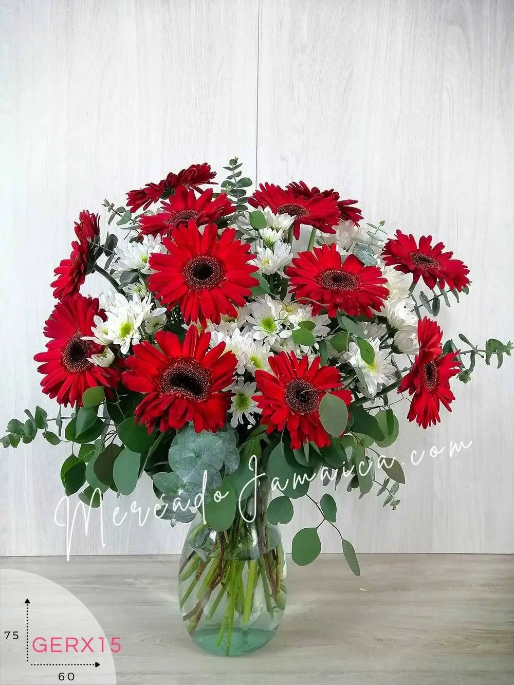 10 Gerberas Rojas y Margaritas en Florero · foto 2