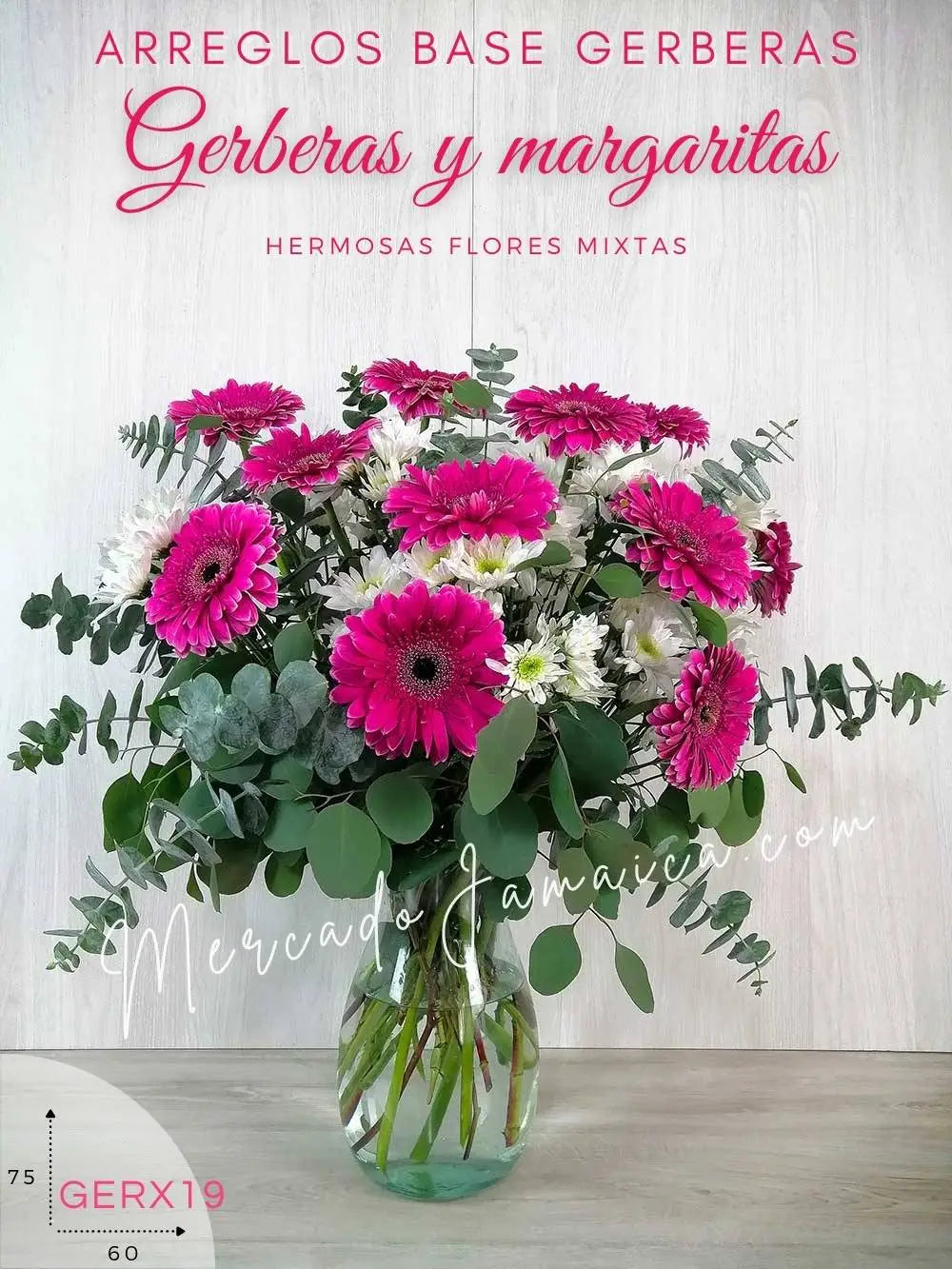 Arreglo 10 Gerberas Fucsia con Margaritas · foto 3