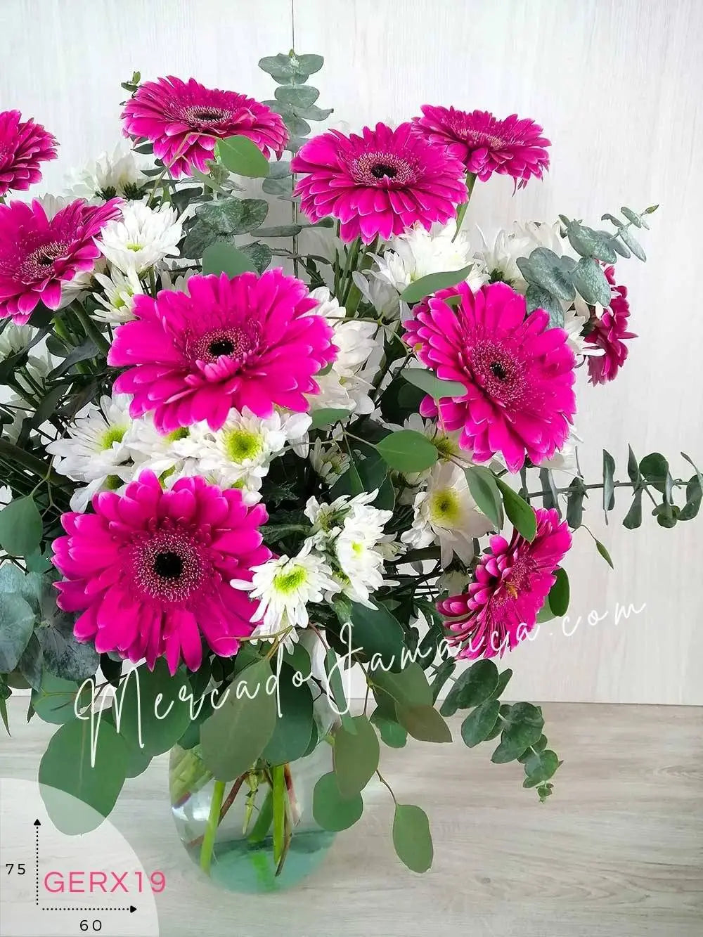 Arreglo 10 Gerberas Fucsia con Margaritas · foto 1