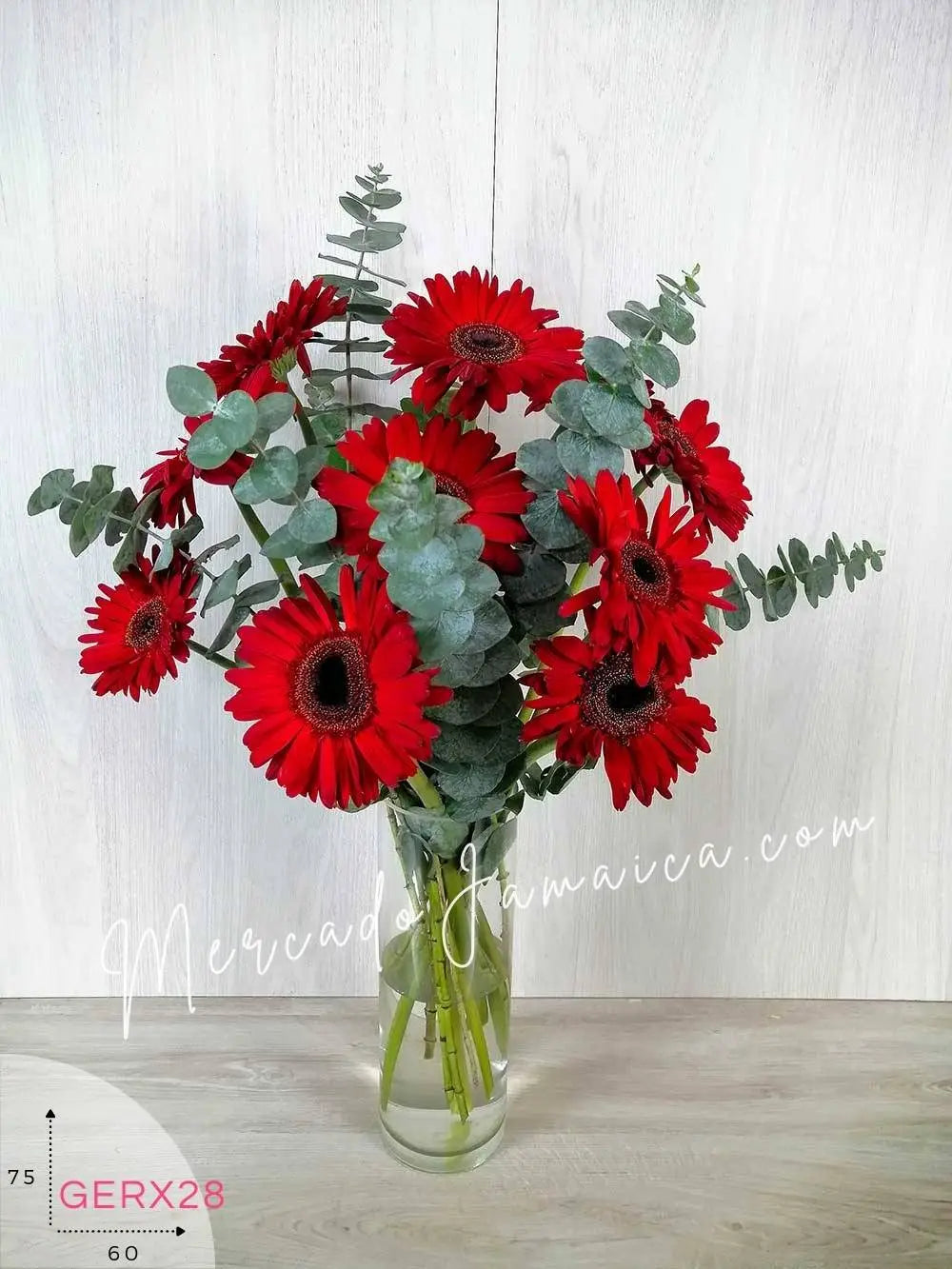 Arreglo 12 Gerberas Rojas con Florero · foto 1