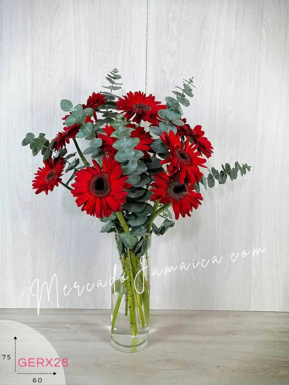 Arreglo 12 Gerberas Rojas con Florero · foto 3