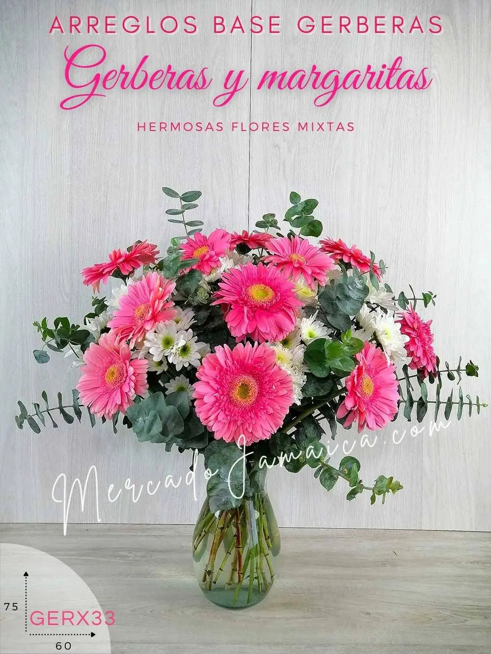Arreglo 10 Gerberas Rosa y Margaritas · foto 3