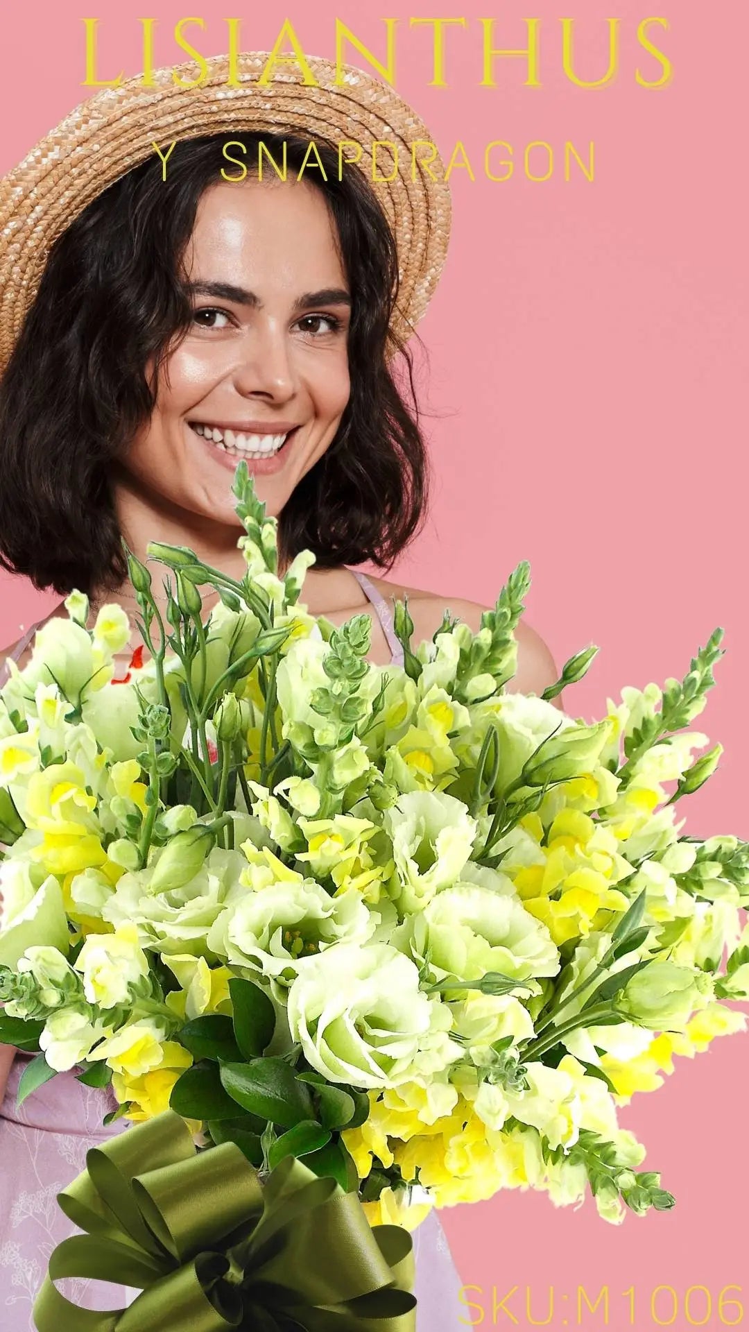Lisianthus Blanco y Snapdragon Amarillo en Jarrón · foto 1