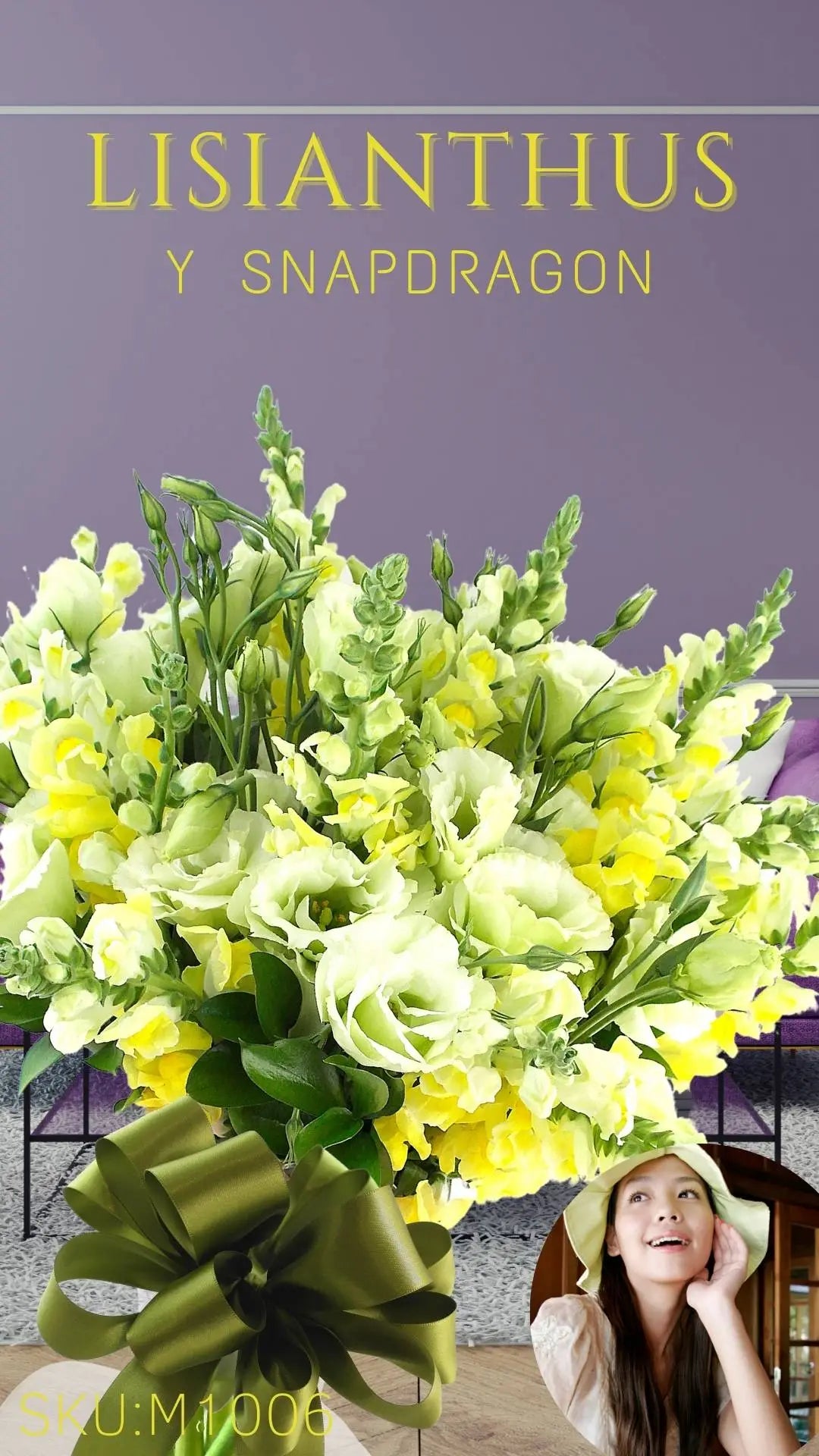 Lisianthus Blanco y Snapdragon Amarillo en Jarrón · foto 3