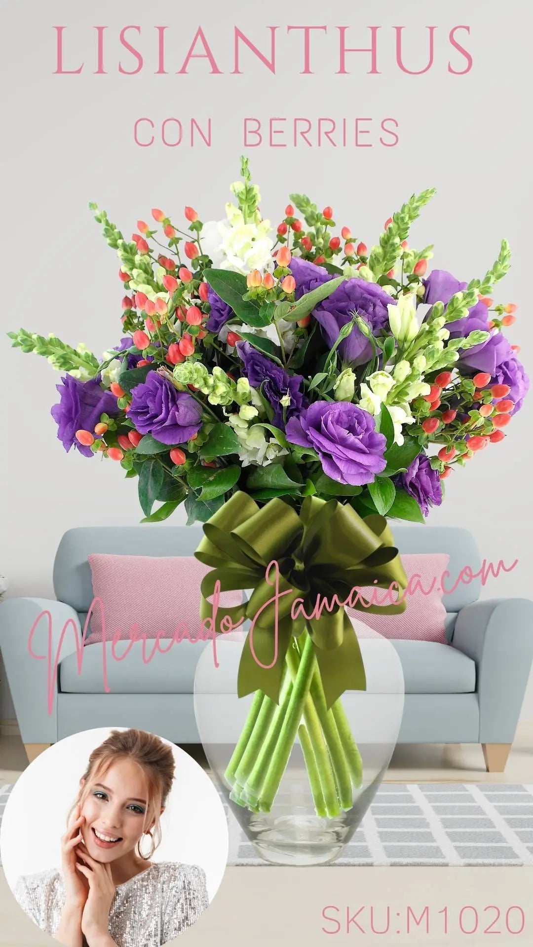 Lisianthus Morado con Berries en Jarrón · foto 2