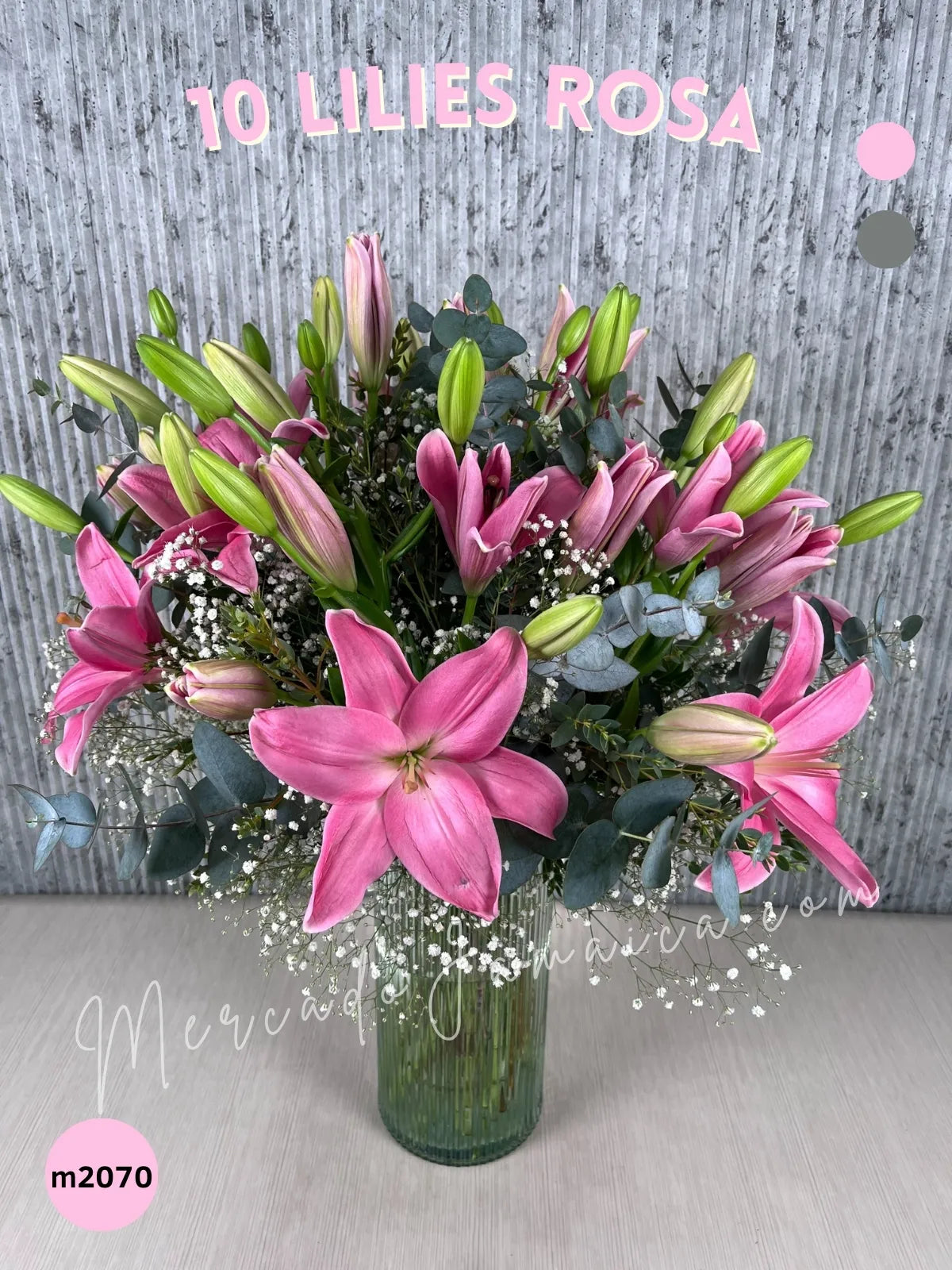 Arreglo 10 Lilies Rosa en Florero · foto 3