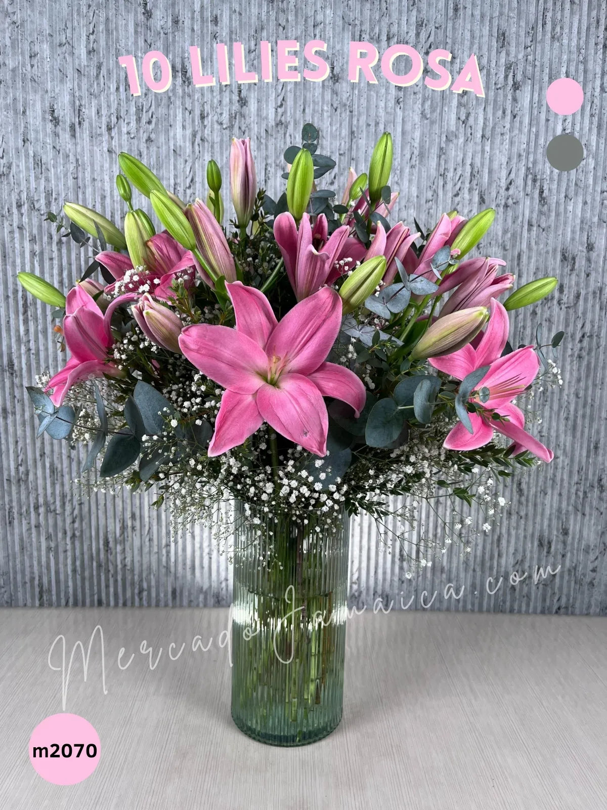 Arreglo 10 Lilies Rosa en Florero · foto 1