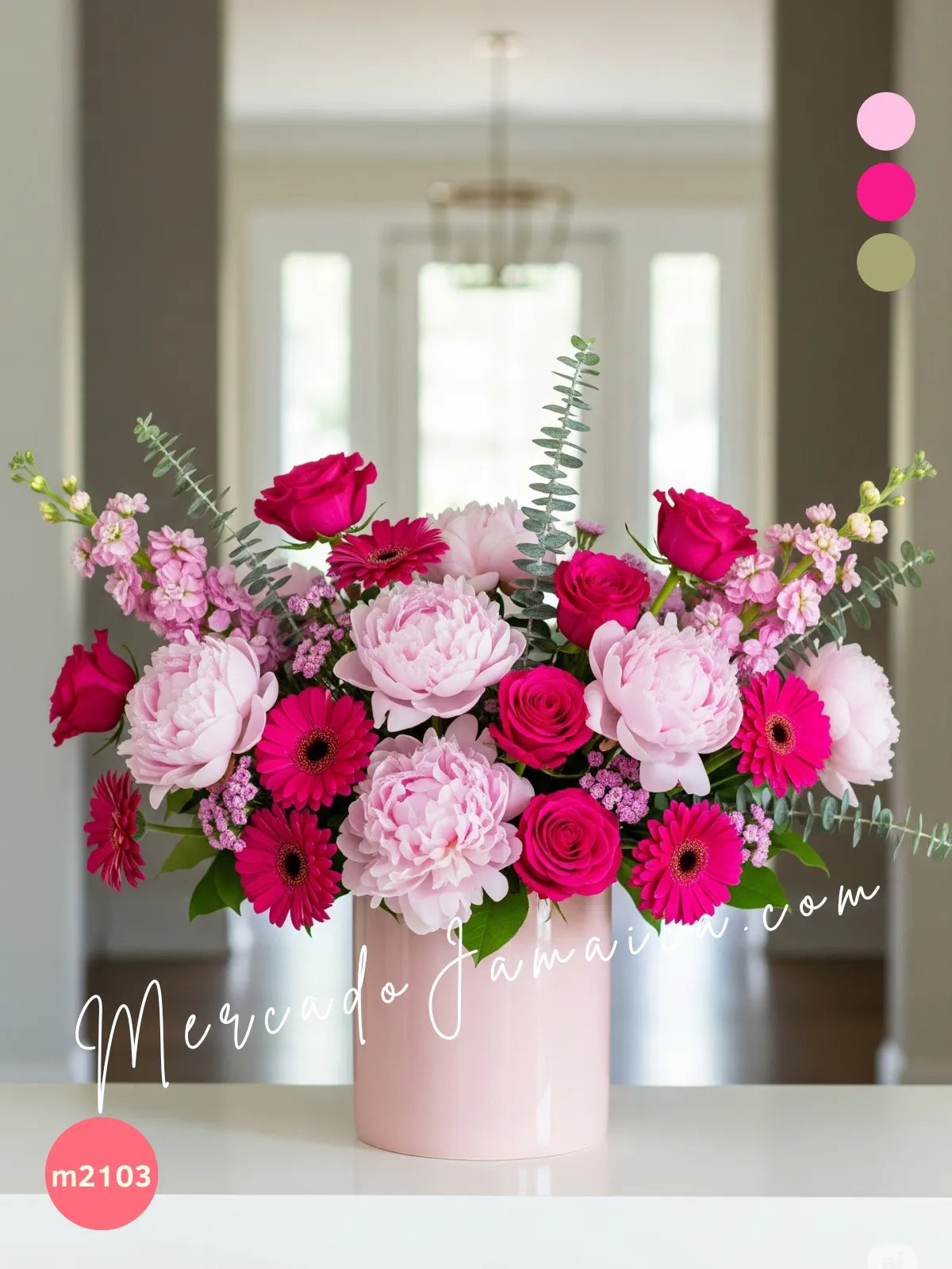 Arreglo Peonías, Gerberas y Rosas Fuchsia · foto 3
