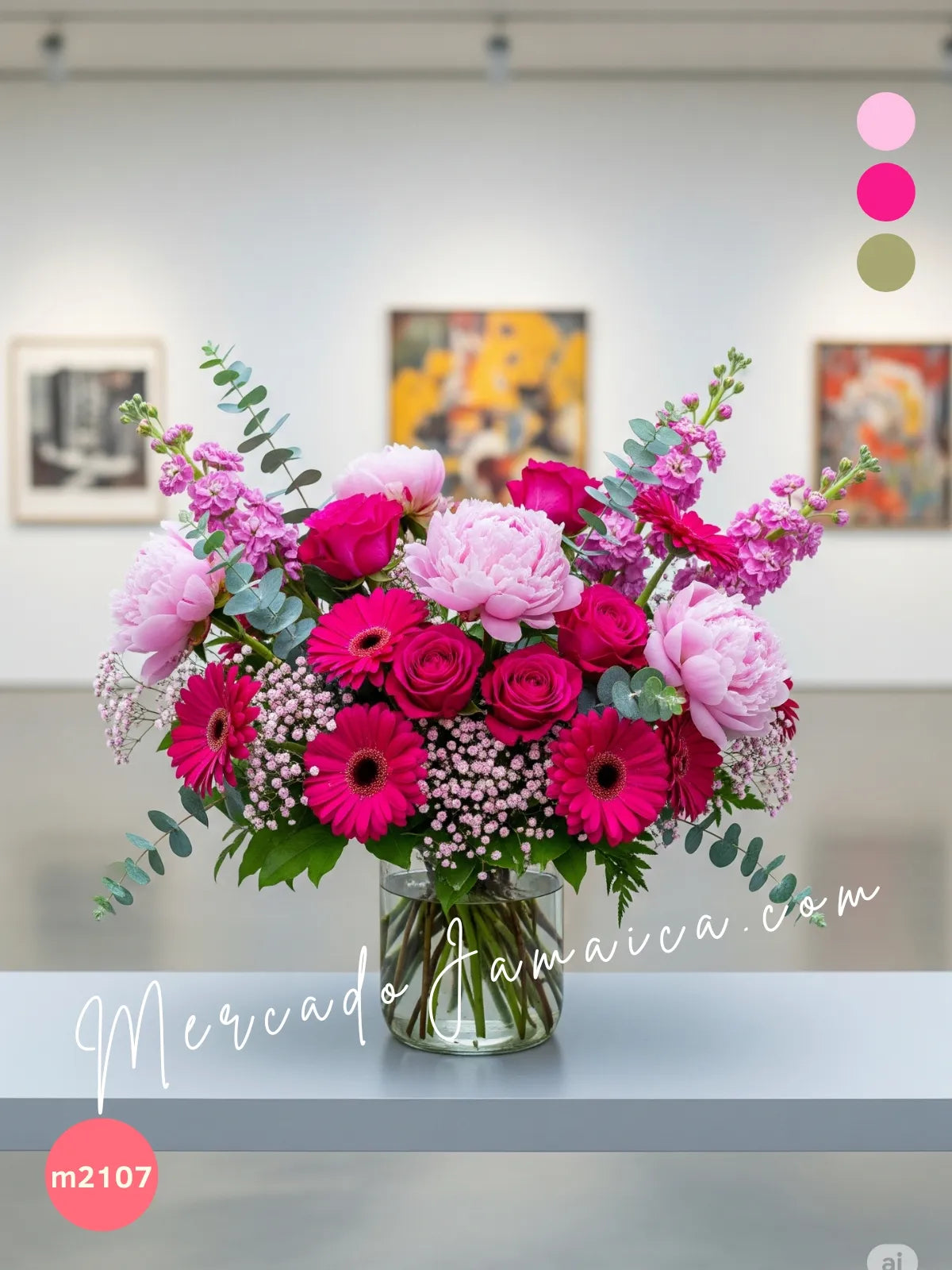 Arreglo Peonías, Gerberas y Rosas Fuchsia · foto 2