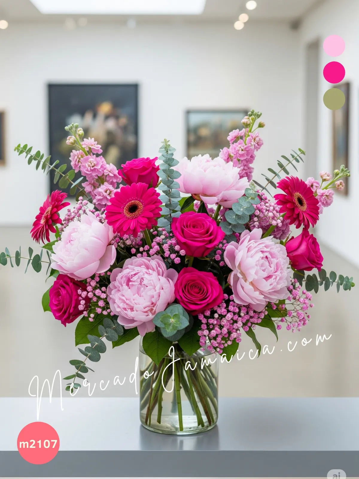 Arreglo Peonías, Gerberas y Rosas Fuchsia · foto 3