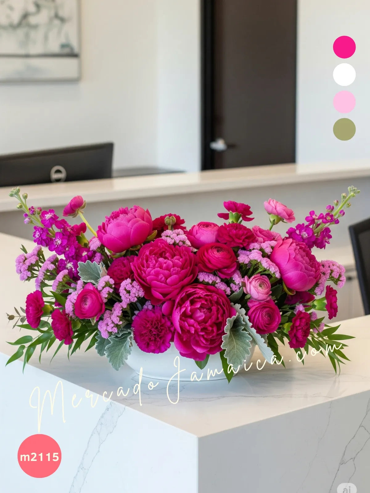 Arreglo Fuchsia: Peonías y Flores en Cerámica · foto 2