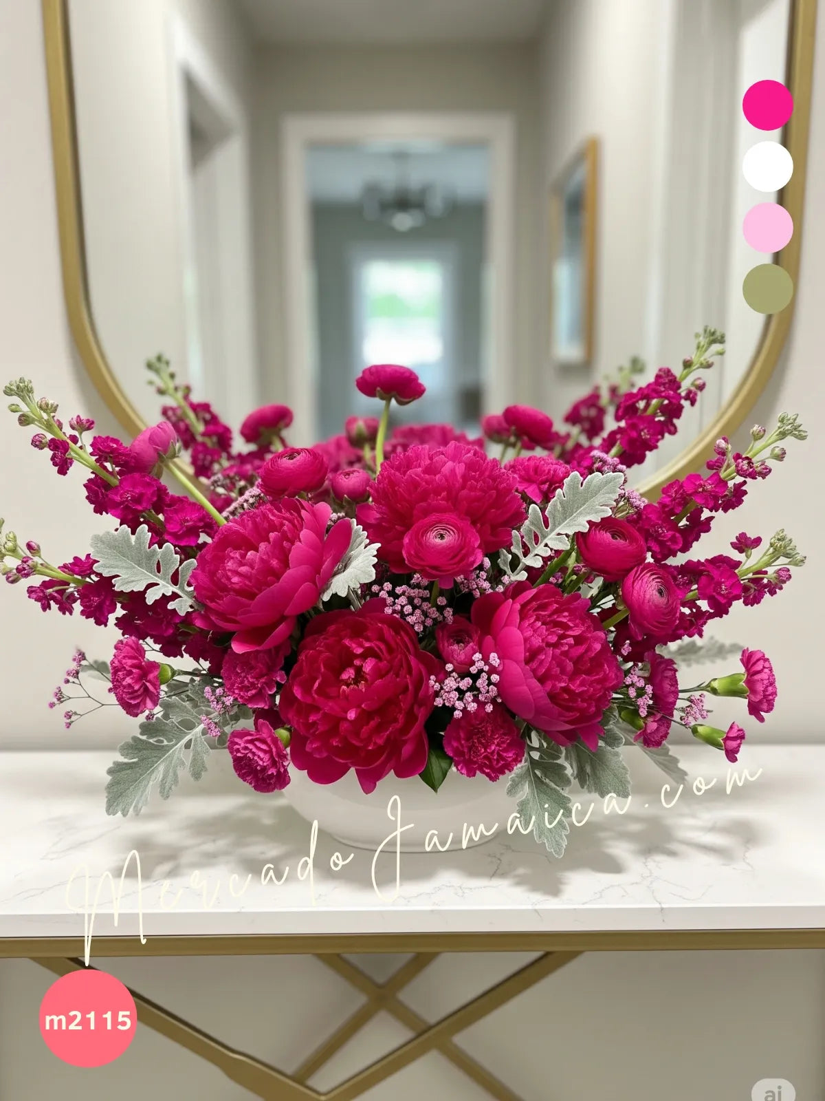 Arreglo Fuchsia: Peonías y Flores en Cerámica · foto 1