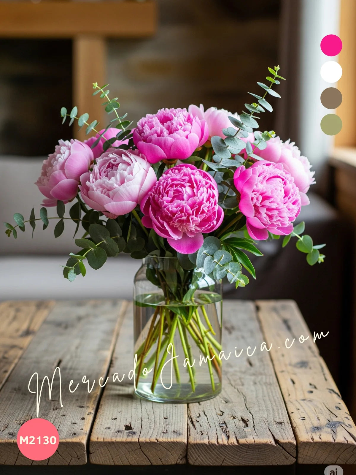 10 Peonías Rosas en Florero | Entrega · foto 2