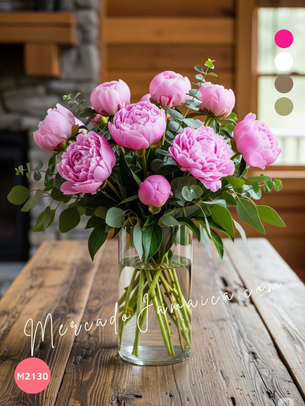 10 Peonías Rosas en Florero | Entrega · foto 3