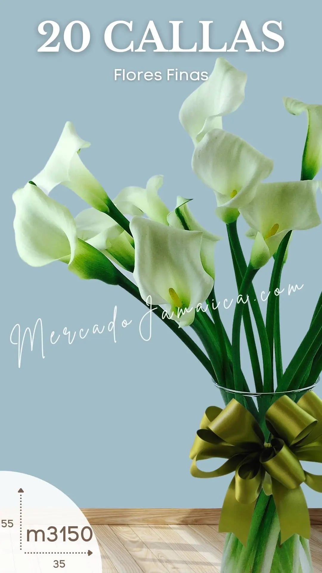 20 Callas Blancas en Florero de Cristal · foto 3