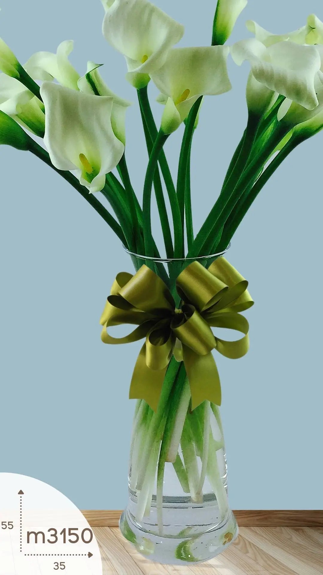 20 Callas Blancas en Florero de Cristal · foto 2