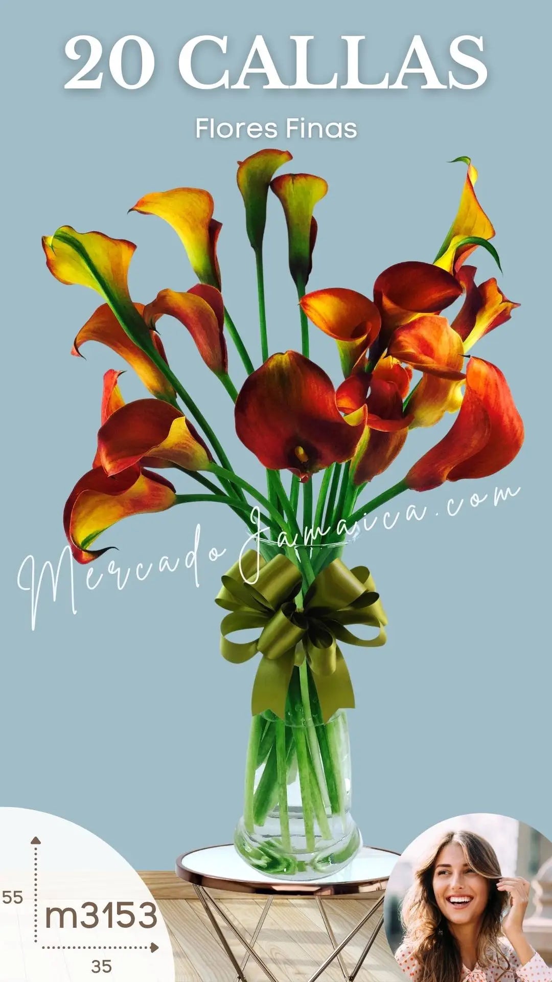 20 Callas Naranja en Florero | Entrega · foto 1