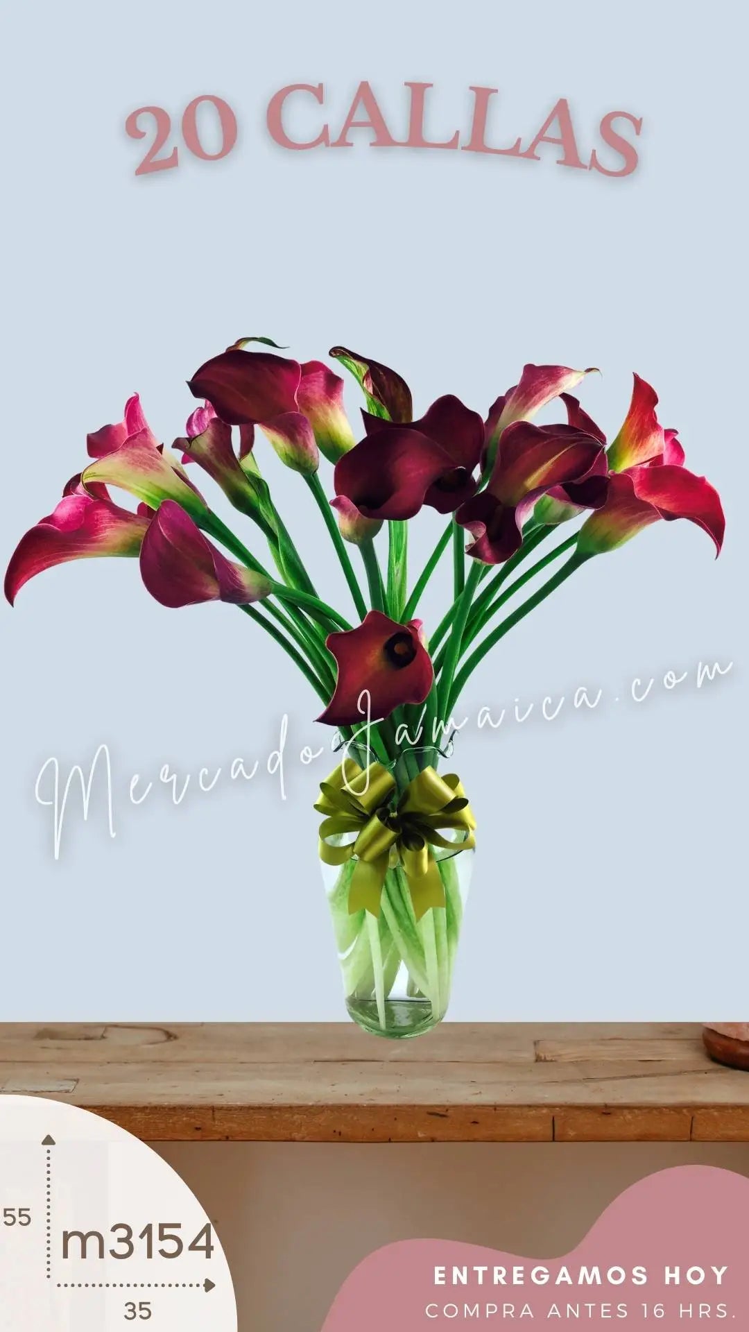 20 Callas Moradas en Florero | Entrega · foto 2